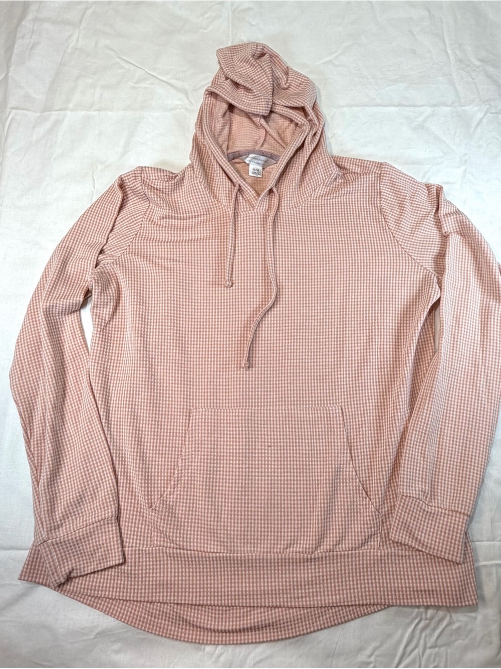 Weatherproof Vintage Waffle-Knit Hoodie in Peach